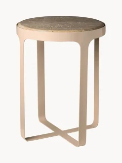 Mesa Auxiliar Redonda Stoner, Tablero De Travertino