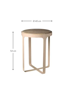 Mesa Auxiliar Redonda Stoner, Tablero De Travertino