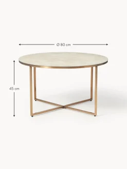 Mesa De Centro Antigua, Tablero De Vidrio En Aspecto Marmol