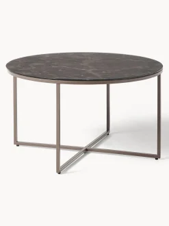 Mesa De Centro Antigua, Tablero De Vidrio En Aspecto Marmol