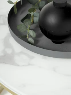 Mesa De Centro Antigua, Tablero De Vidrio En Aspecto Marmol