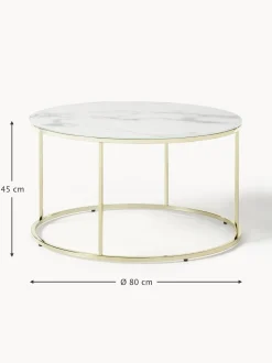 Mesa De Centro Antigua, Tablero De Vidrio En Aspecto Marmol