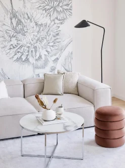 Mesa De Centro Antigua, Tablero De Vidrio En Aspecto Marmol