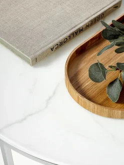 Mesa De Centro Antigua, Tablero De Vidrio En Aspecto Marmol