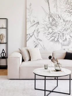 Mesa De Centro Antigua, Tablero De Vidrio En Aspecto Marmol