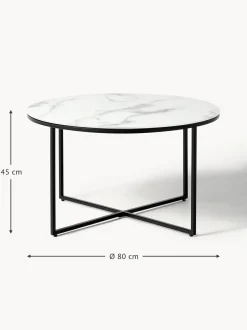 Mesa De Centro Antigua, Tablero De Vidrio En Aspecto Marmol