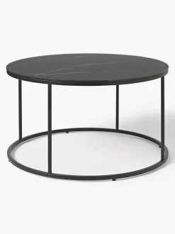 Mesa De Centro Antigua, Tablero De Vidrio En Aspecto Marmol