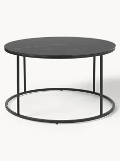 Mesa De Centro Antigua, Tablero De Vidrio En Aspecto Marmol