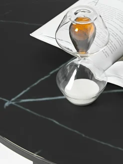 Mesa De Centro Antigua, Tablero De Vidrio En Aspecto Marmol