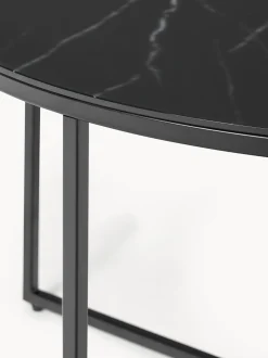 Mesa De Centro Antigua, Tablero De Vidrio En Aspecto Marmol