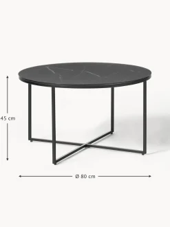 Mesa De Centro Antigua, Tablero De Vidrio En Aspecto Marmol