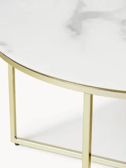 Mesa De Centro Antigua, Tablero De Vidrio En Aspecto Marmol