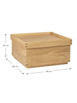 Mesa De Centro Artesanal De Roble Japanese, Con Espacio De Almacenamiento