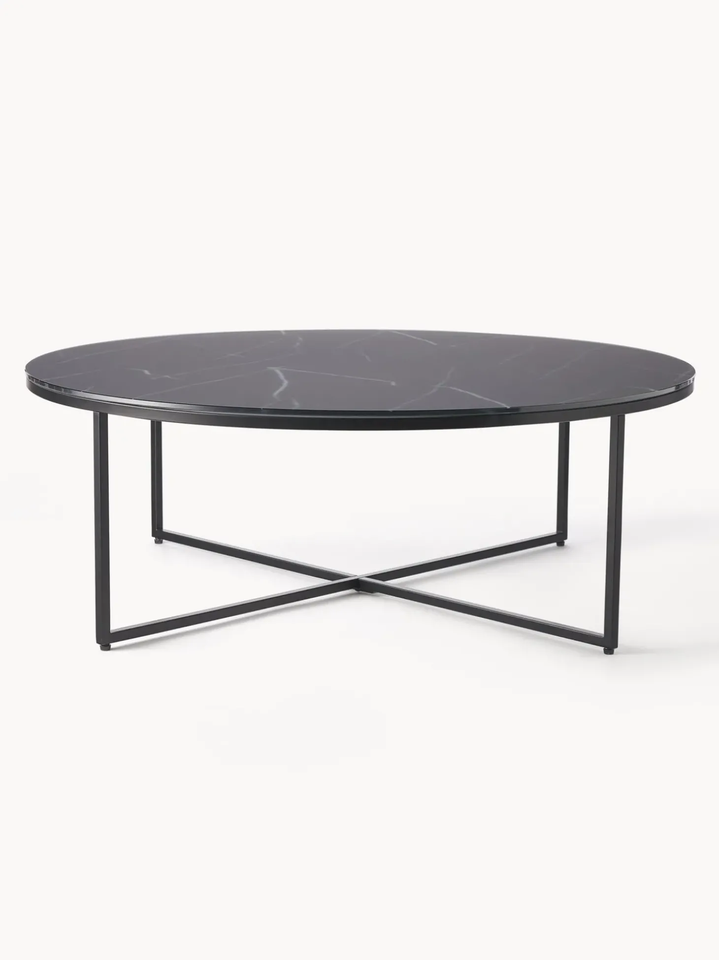 Mesa De Centro Grande Antigua, Tablero De Vidrio En Aspecto Marmol