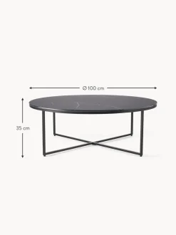 Mesa De Centro Grande Antigua, Tablero De Vidrio En Aspecto Marmol