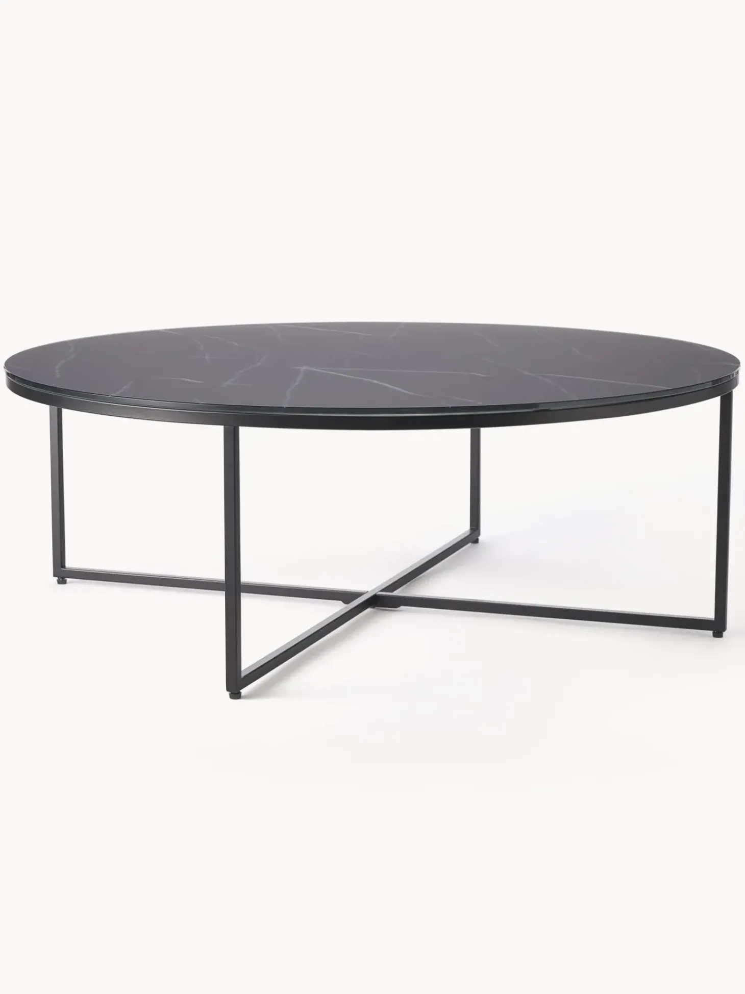 Mesa De Centro Grande Antigua, Tablero De Vidrio En Aspecto Marmol