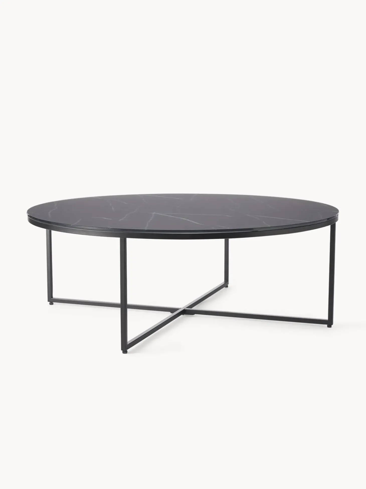 Mesa De Centro Grande Antigua, Tablero De Vidrio En Aspecto Marmol