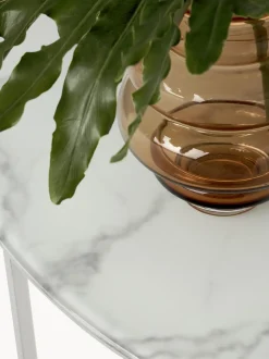 Mesa De Centro Grande Antigua, Tablero De Vidrio En Aspecto Marmol