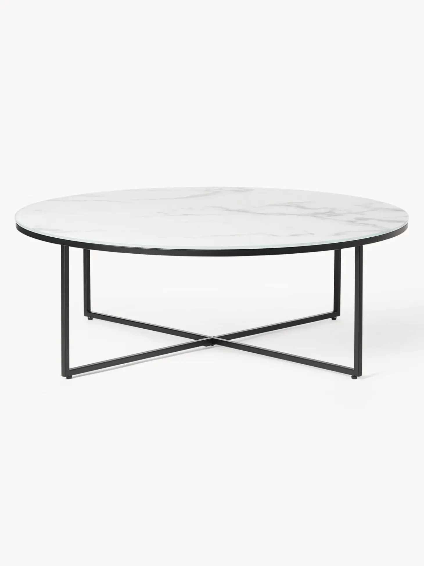 Mesa De Centro Grande Antigua, Tablero De Vidrio En Aspecto Marmol