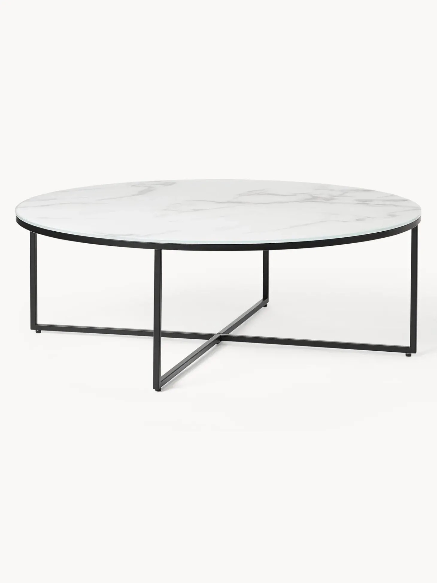 Mesa De Centro Grande Antigua, Tablero De Vidrio En Aspecto Marmol