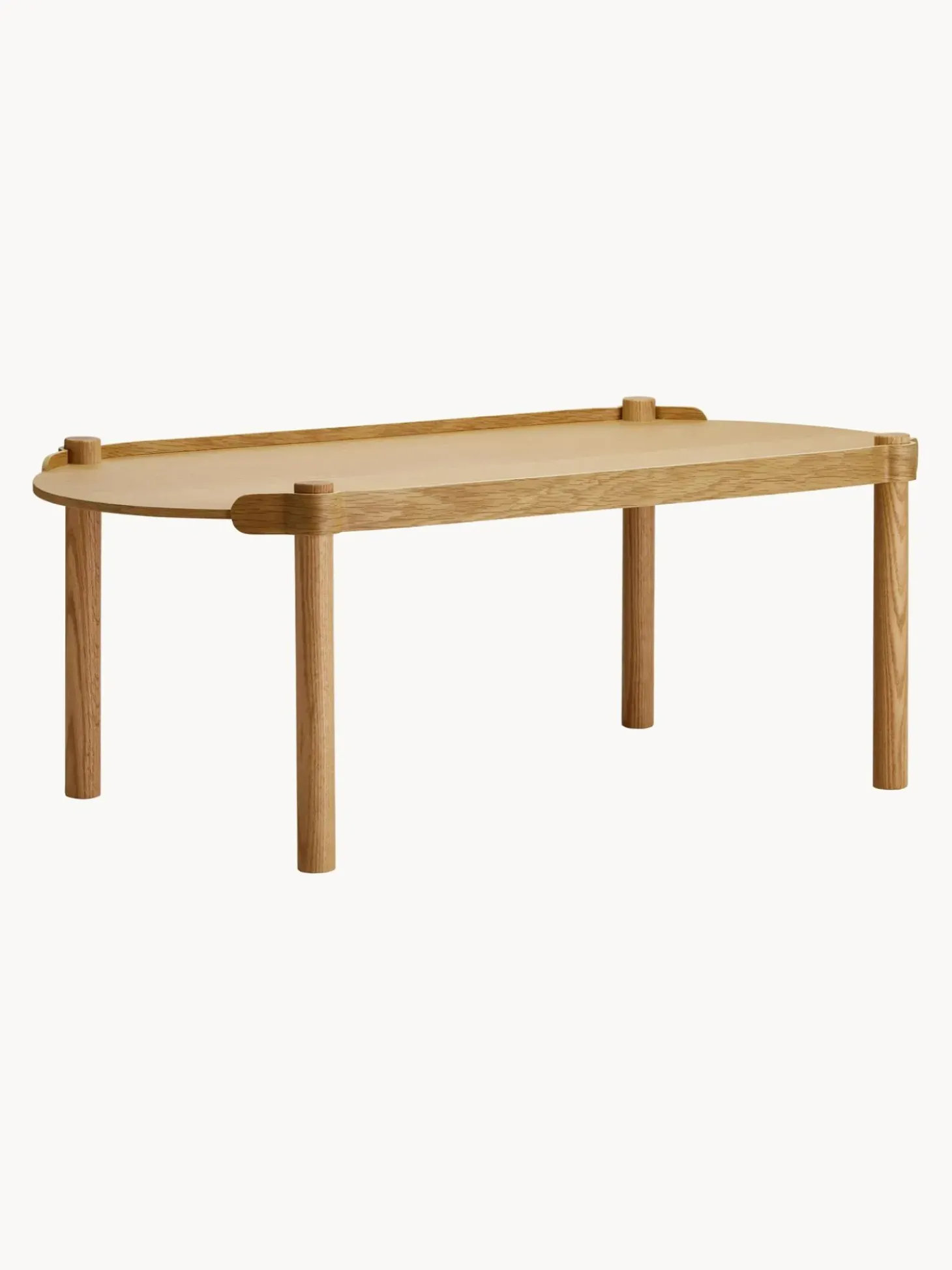 Mesa De Centro Ovalada De Madera De Roble Woody