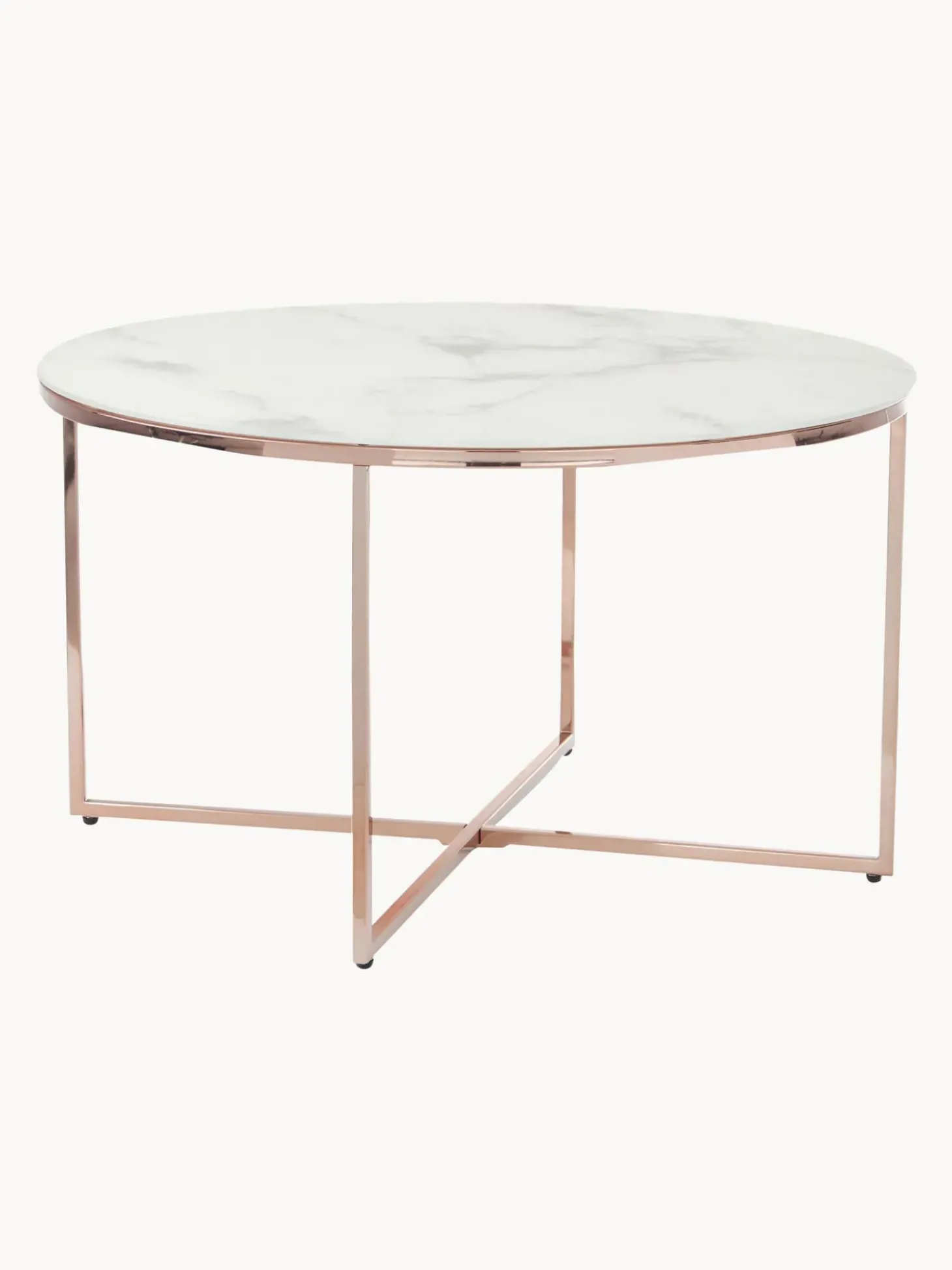 Mesa De Centro Redonda Antigua, Tablero De Vidrio En Aspecto Marmol