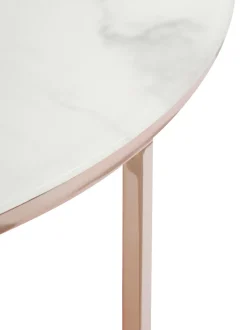 Mesa De Centro Redonda Antigua, Tablero De Vidrio En Aspecto Marmol