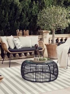 Mesa De Centro Redonda Costa, Con Tablero De Vidrio