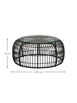 Mesa De Centro Redonda Costa, Con Tablero De Vidrio