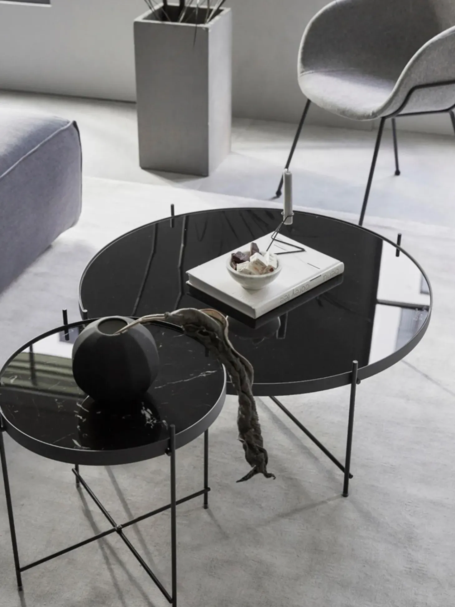 Mesa De Centro Redonda Cupid, Tablero De Vidrio Extraible