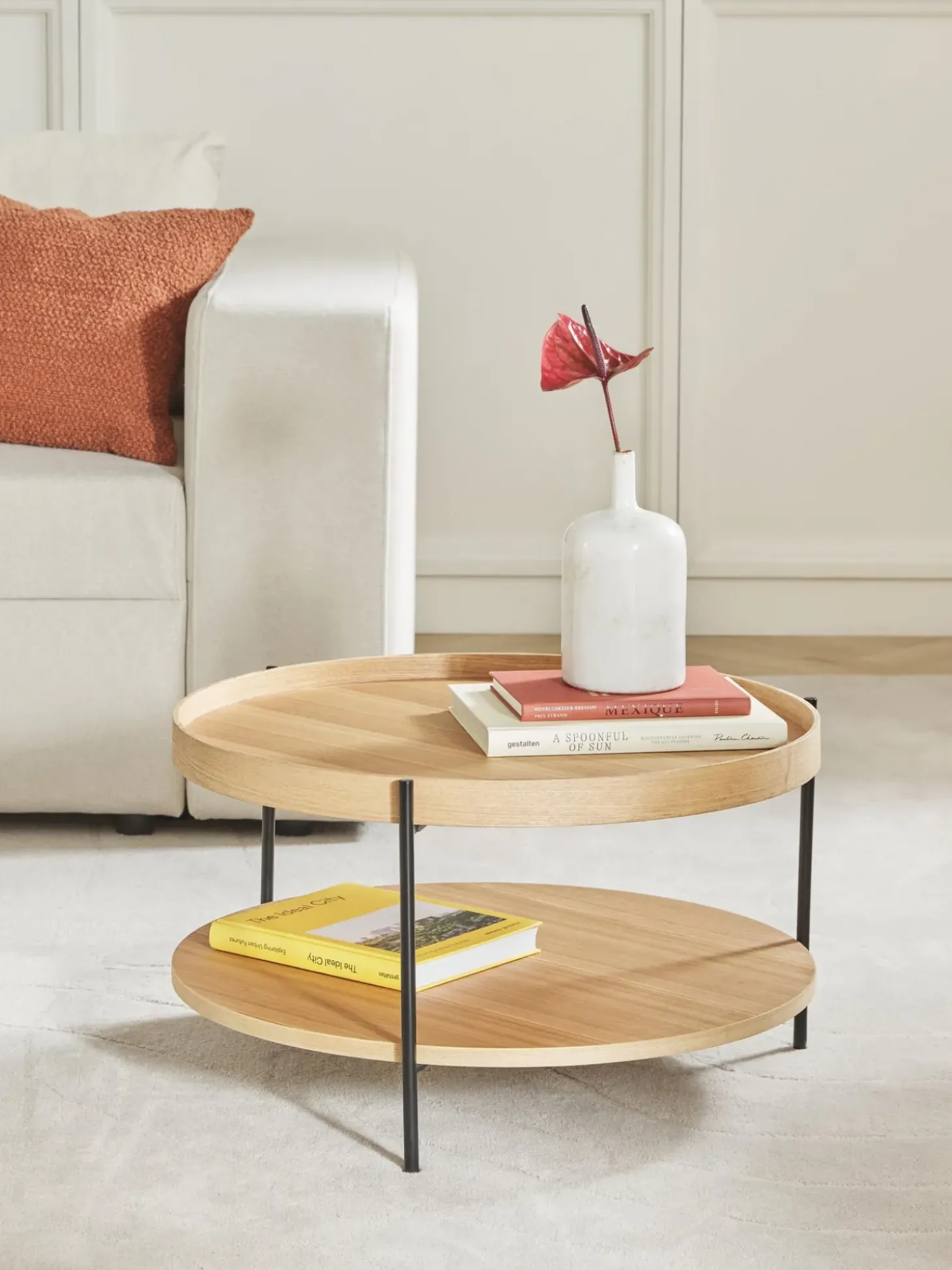 Mesa De Centro Redonda De Madera Renee