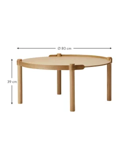 Mesa De Centro Redonda De Madera De Roble Woody