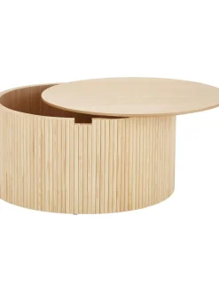 Mesa De Centro Redonda Nele, Con Espacio De Almacenamiento