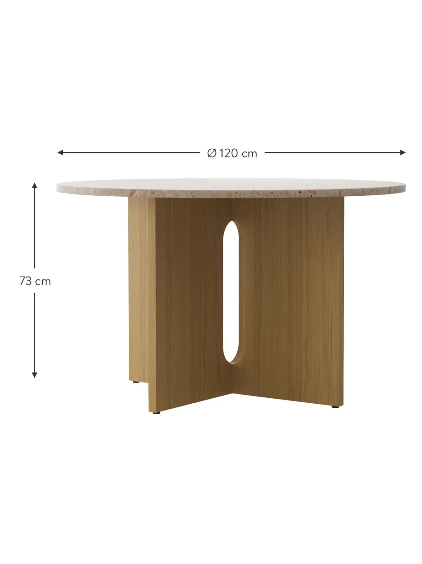 Mesa De Comedor Androgyne, Tablero De Piedra Arenisca, O 120 Cm