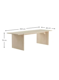 Mesa De Comedor De Madera De Pino Tottori, 250 X 84 Cm