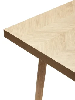 Mesa De Comedor De Madera De Roble Diseno Espiga Herringbone, 160 X 80 Cm