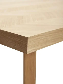 Mesa De Comedor De Madera De Roble Diseno Espiga Herringbone, 160 X 80 Cm