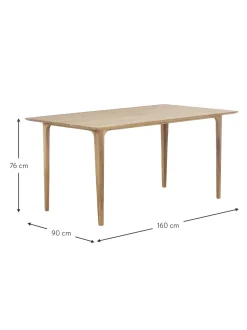 Mesa De Comedor De Madera De Roble Maciza Archie, Tamanos Diferentes