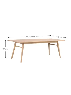 Mesa De Comedor Extensibe De Roble Nevis, 220-265 X 90 Cm