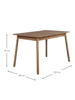 Mesa De Comedor Extensible De Madera De Nogal Glimps, 120- 62 X 80 Cm