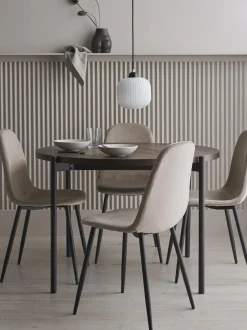 Mesa De Comedor Redonda Con Sillas De Terciopelo Gilda, O 110 Cm