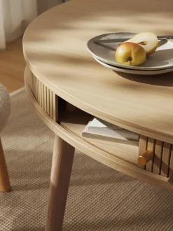 Mesa De Comedor Redonda Calary, Con Espacio De Almacenamiento