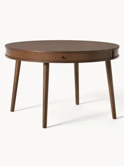 Mesa De Comedor Redonda Calary, Con Espacio De Almacenamiento