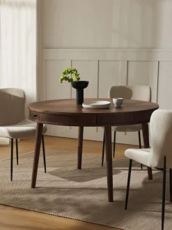 Mesa De Comedor Redonda Calary, Con Espacio De Almacenamiento