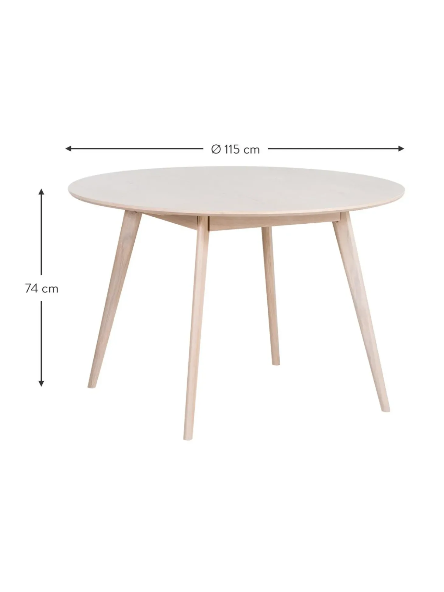 Mesa De Comedor Redonda De Roble Yumi, O 115 Cm