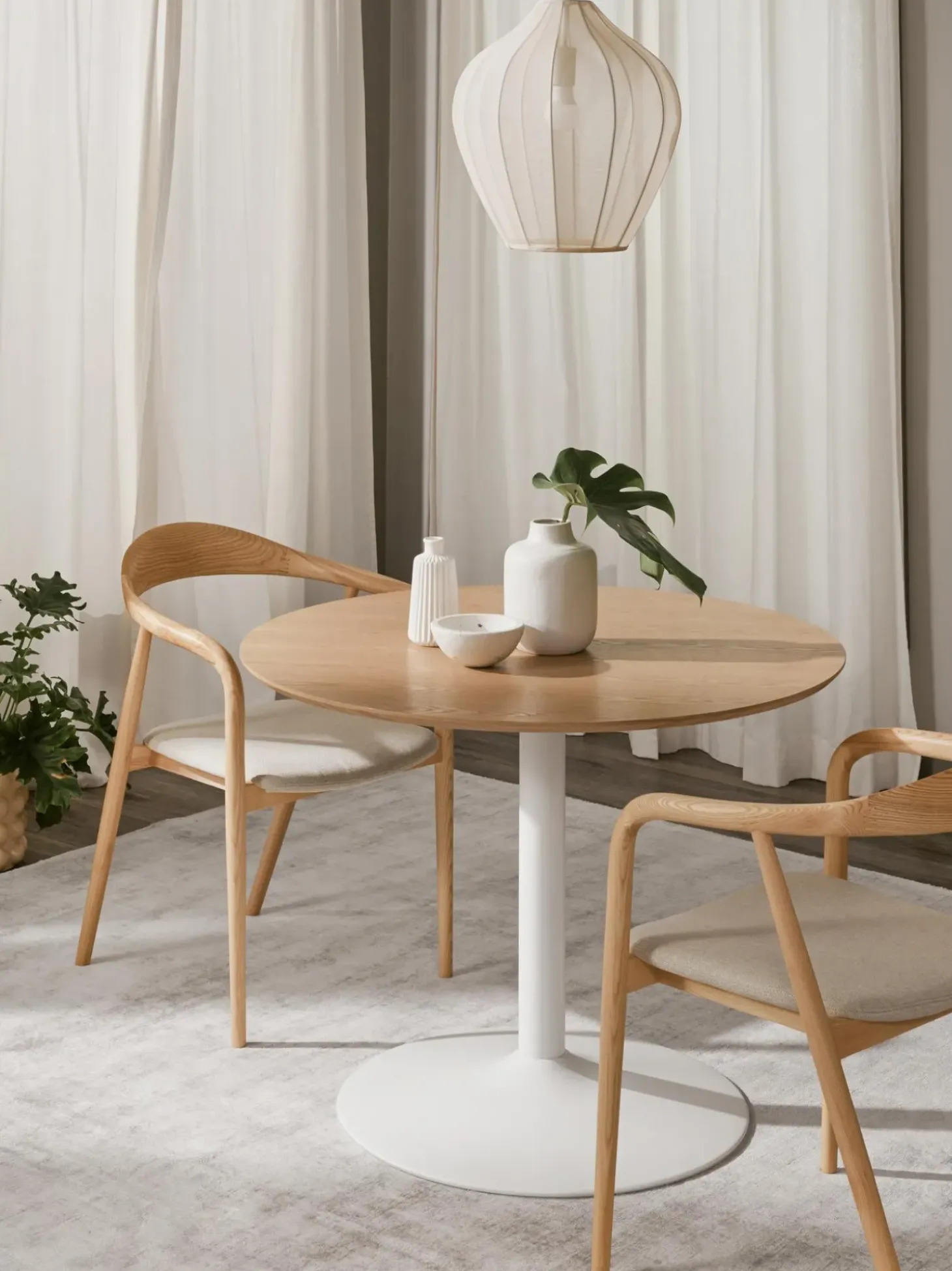 Mesa De Comedor Redonda En Fresno Menorca, O 100 Cm