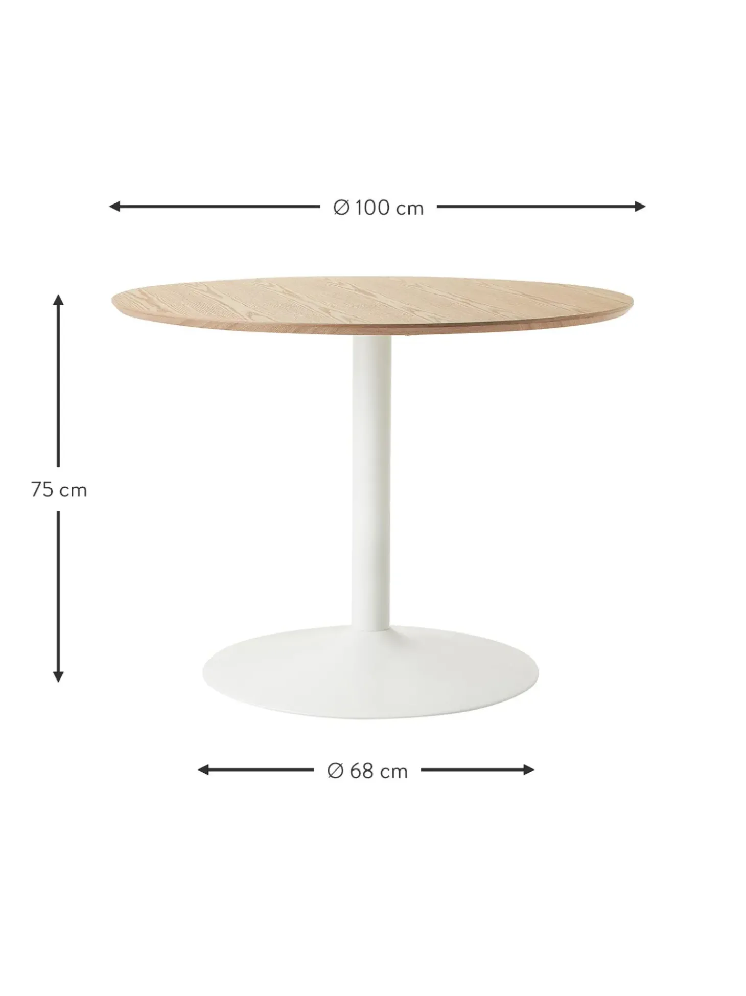 Mesa De Comedor Redonda En Fresno Menorca, O 100 Cm