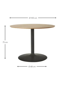 Mesa De Comedor Redonda En Fresno Menorca, O 100 Cm