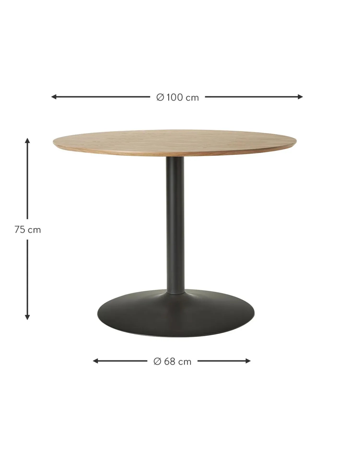 Mesa De Comedor Redonda En Fresno Menorca, O 100 Cm