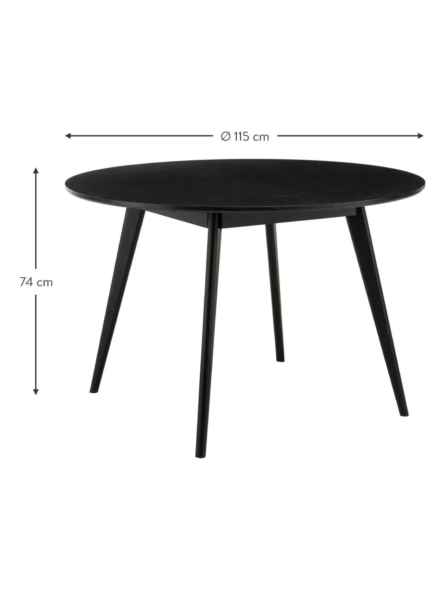 Mesa De Comedor Redondan De Madera De Caucho Yumi, O 115 Cm